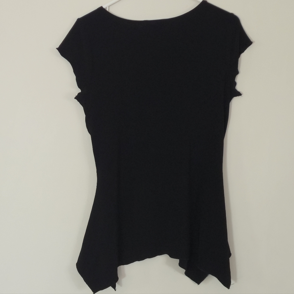 MARIPOSA XL Black Gothic Witchy Ruched Asymmetric Tank Top Blouse Drop Hem Retro